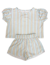 Blue/Pink Stripe Athleisure Shorts