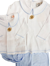 Powder Blue Stripe Crochet Football Diaper Set