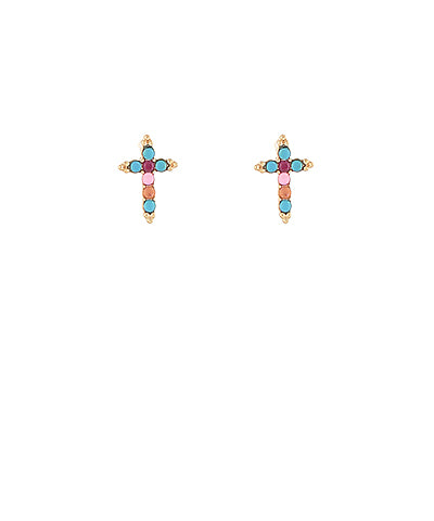 Multi Color Cross Studs