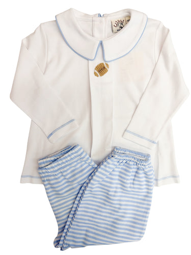 Powder Blue Crochet Football Bloomer Pant Set