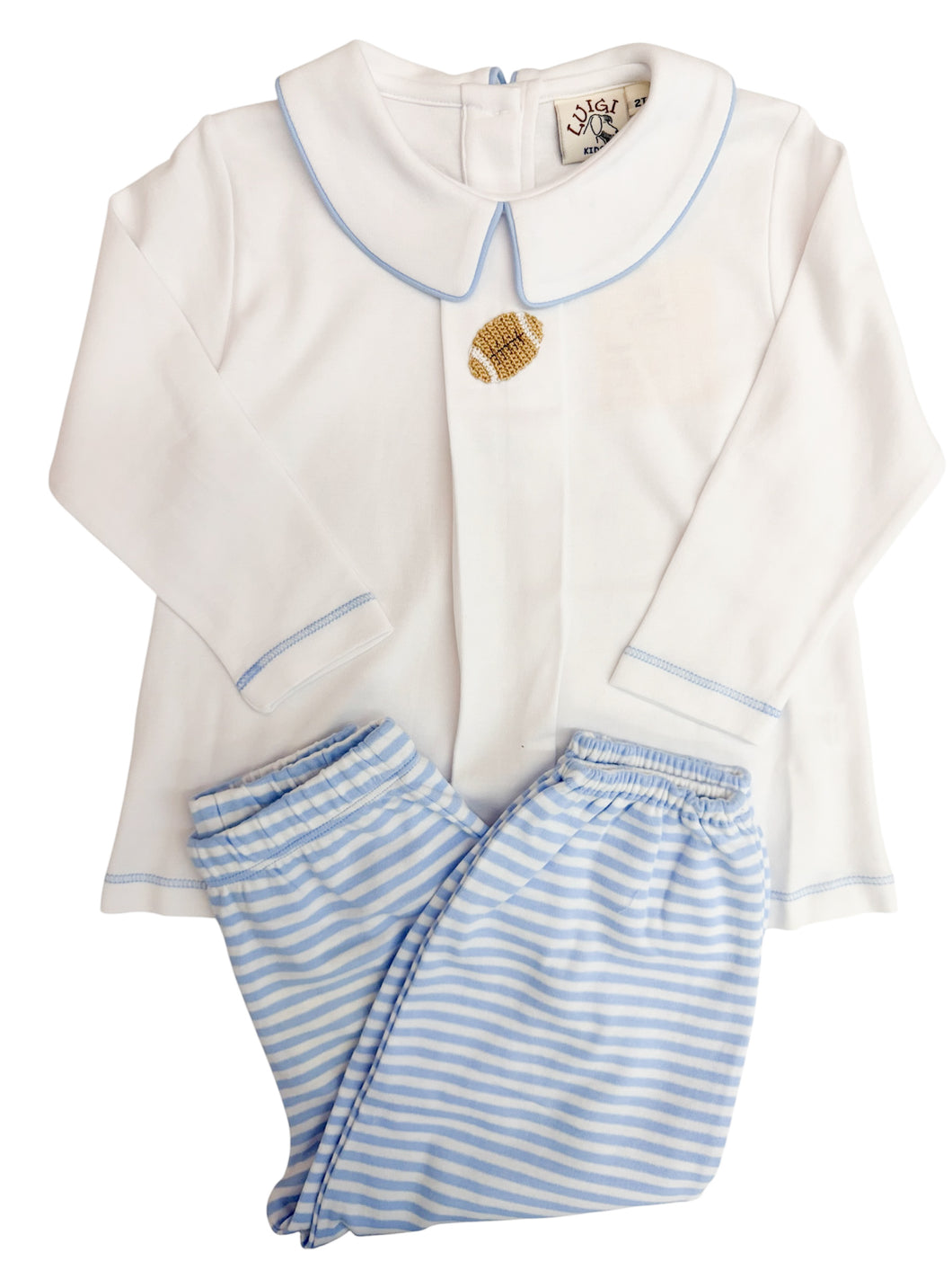 Powder Blue Crochet Football Bloomer Pant Set