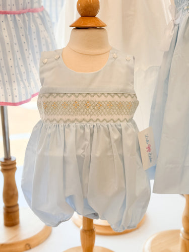 Blue Smocked Sleeveless Ted Bubble