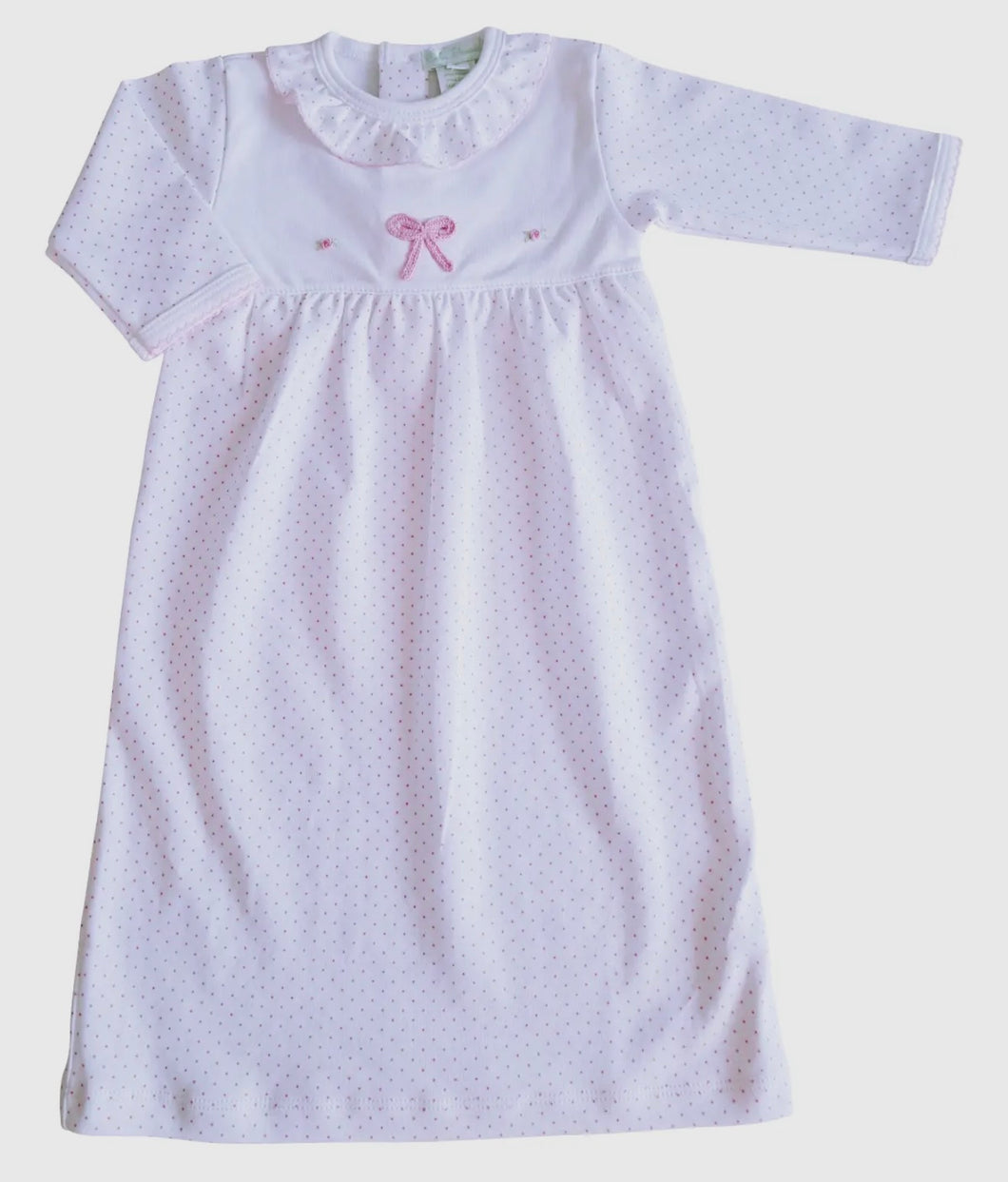 Pink Crochet Bow Pink Dots Pima Day Gown