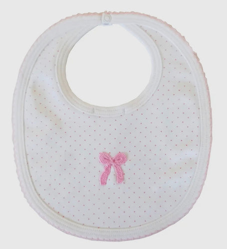 Pink Crochet Bow Bib