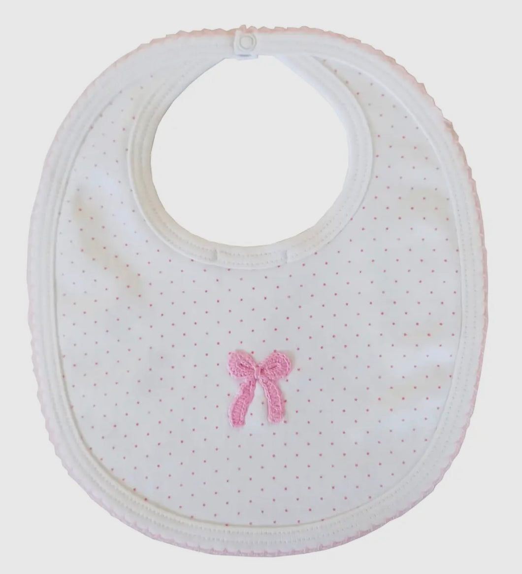 Pink Crochet Bow Bib