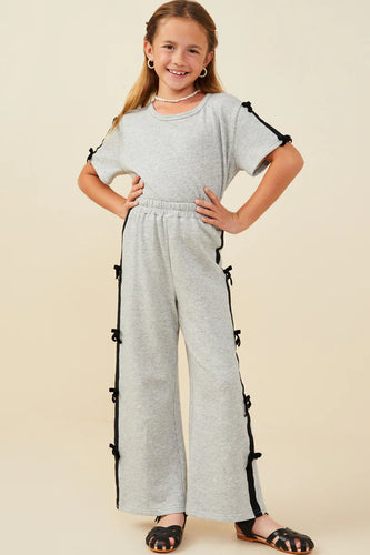 Grey/Black Bow Terry Jogger Set