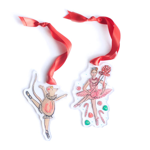 Sugar Plum Fairy & Rat King Acrylic Ornament Set