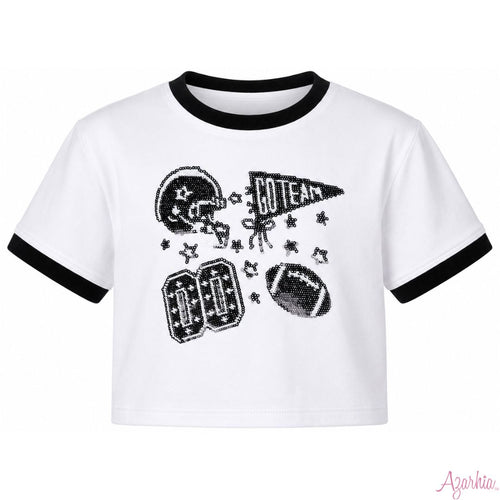 Football Sequin Boxy T - Black