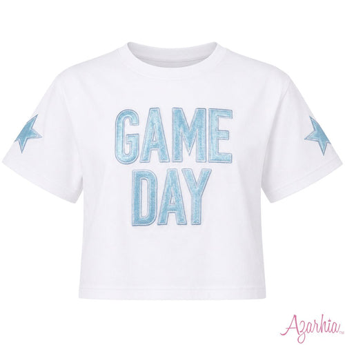 Shimmer Game Day Top - Light Blue