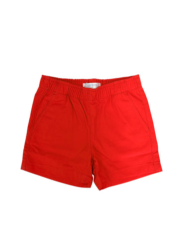 Red Elastic Wasit Twill Shorts