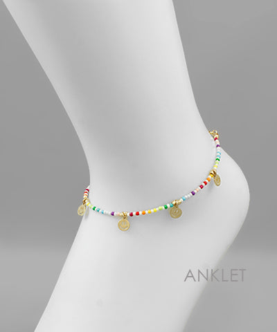 Colorful Smiley Face Anklet