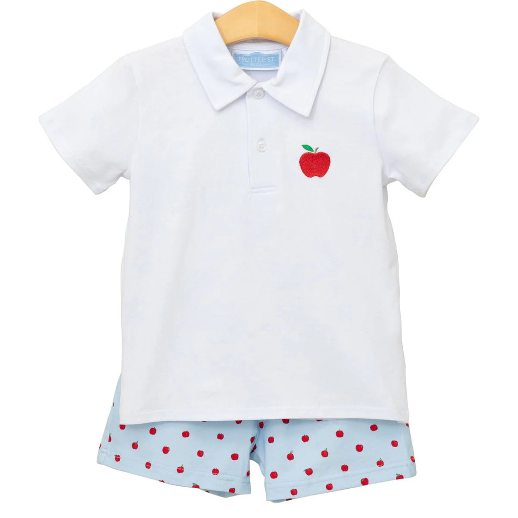 Apple Print Polo Short Set
