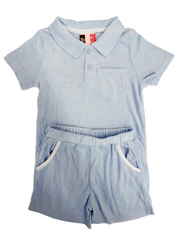Blue Aiden Terry Boys Short Set