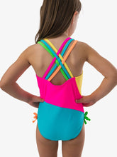 Cross-Back One Piece Swimsuit - Neon Color Block
