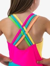 Cross-Back One Piece Swimsuit - Neon Color Block