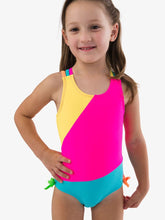 Cross-Back One Piece Swimsuit - Neon Color Block