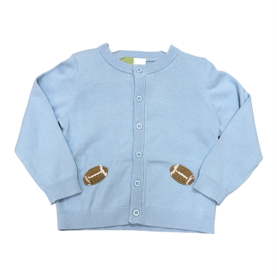 Blue Crochet Football Cardigan