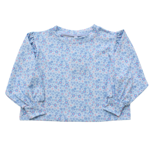 Powder Blue Floral Puff Sleeve Top