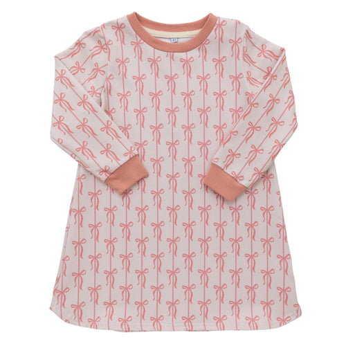 Peach Bows Sweatshirt Dress
