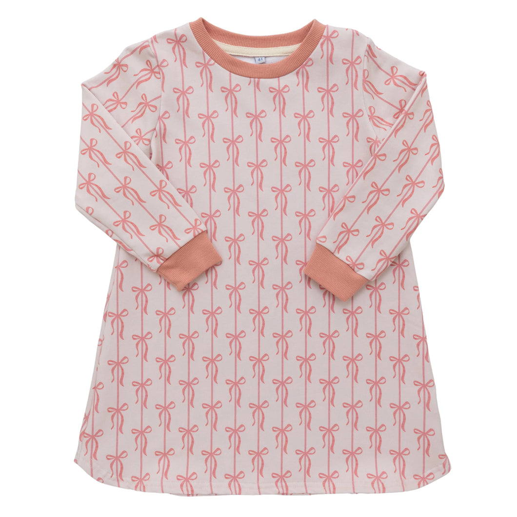 Peach Bows Sweatshirt Dress
