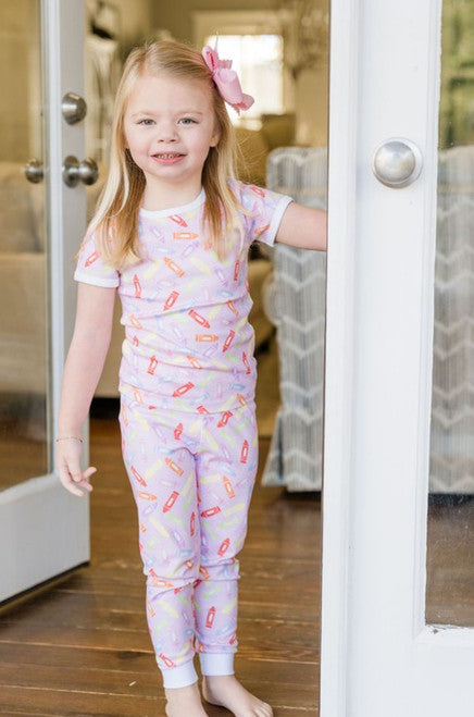 Back to School Girls 2 Piece Jammies - Crayons