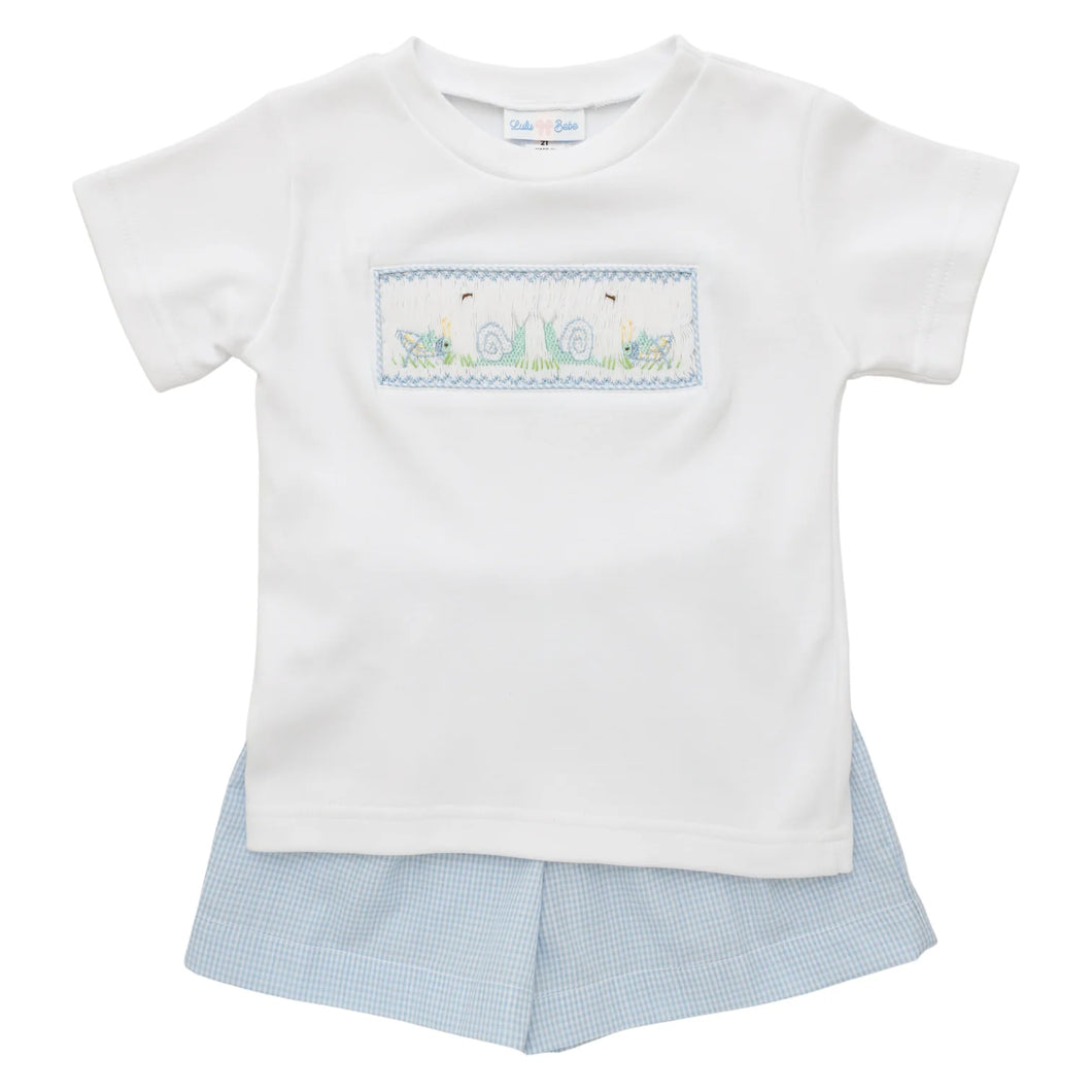 Snails & Grasshoppers Smocked Short Set