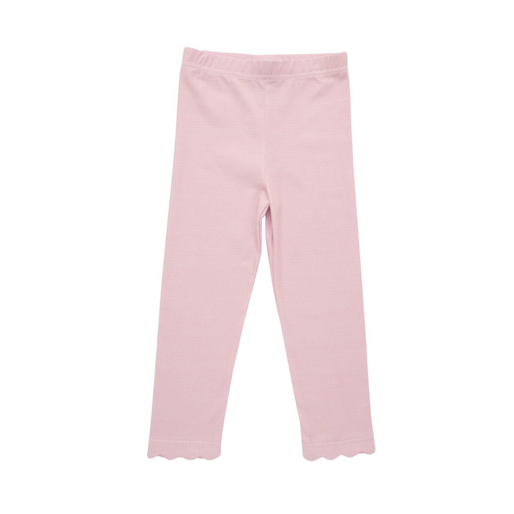 Scalloped Leggings - Light Pink Micro-gingham