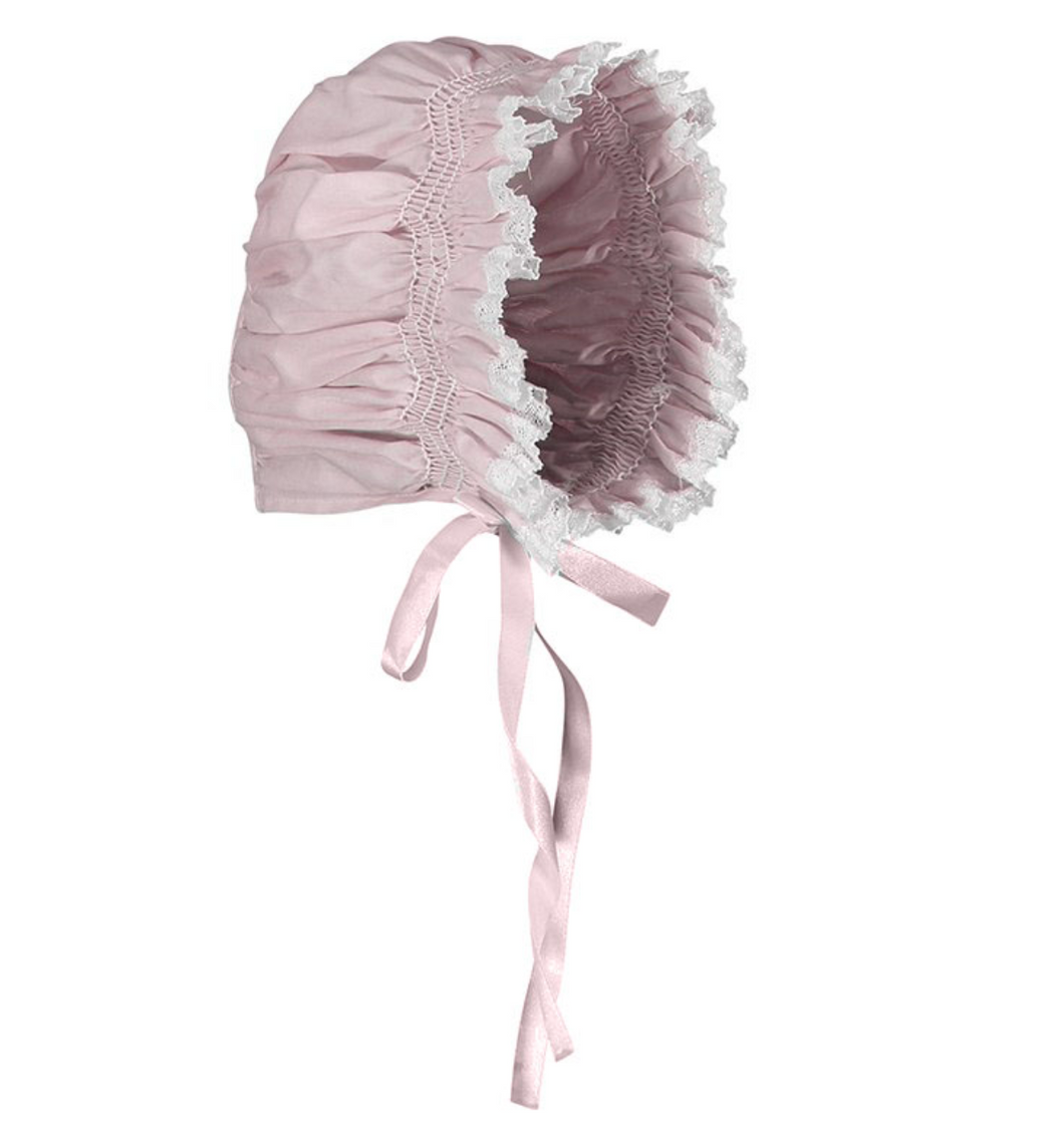 Girls Smocked Lace Bonnet