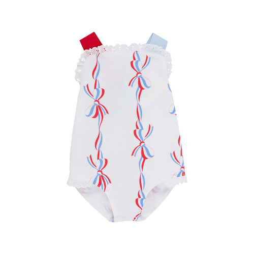 Sisi Sunsuit-America's Birthday Bows W/ Richmond Red And Buckhead Blue
