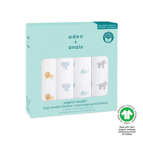Animal Kingdom 4-pack Organic Swaddles