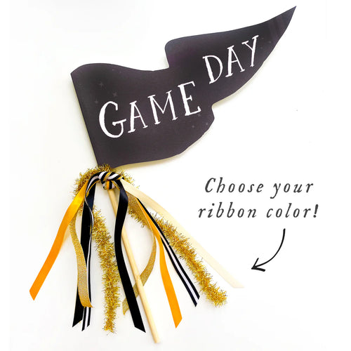 Black and Gold Game Day Football Party Pennant