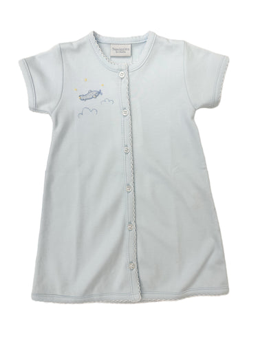 Airplane Embroidered Blue Daygown
