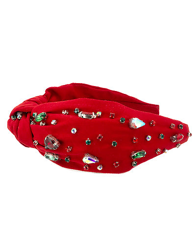 Red & Green Jewel Knotted Headband