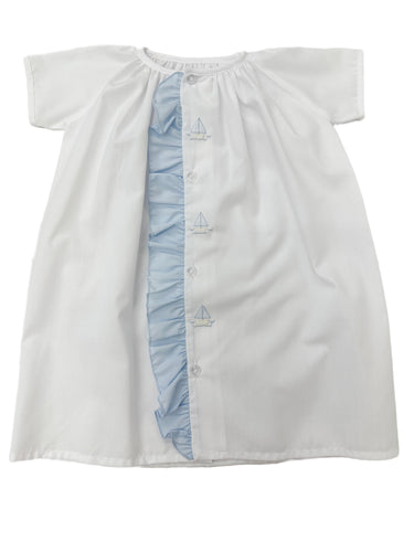 Blue Ruffle Embroidered Sailboat Daygown