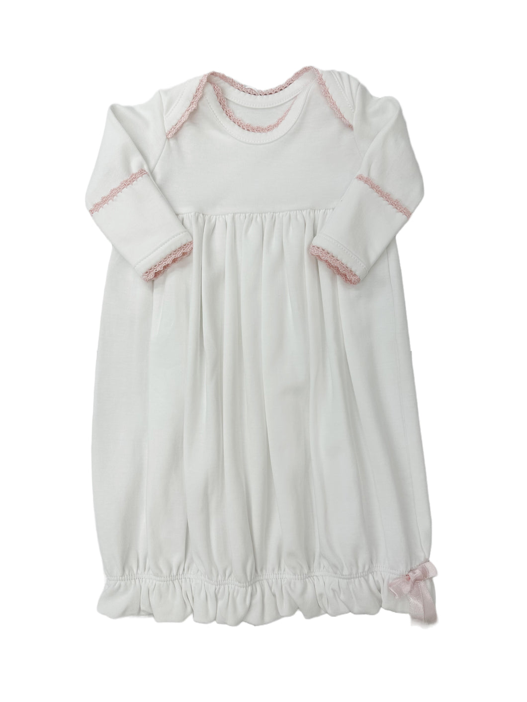 White W/ Pink Crochet Lap Gown