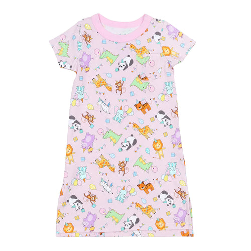 Cake, Presents, Party! Pink Girl's Short Sleeve Nightdress