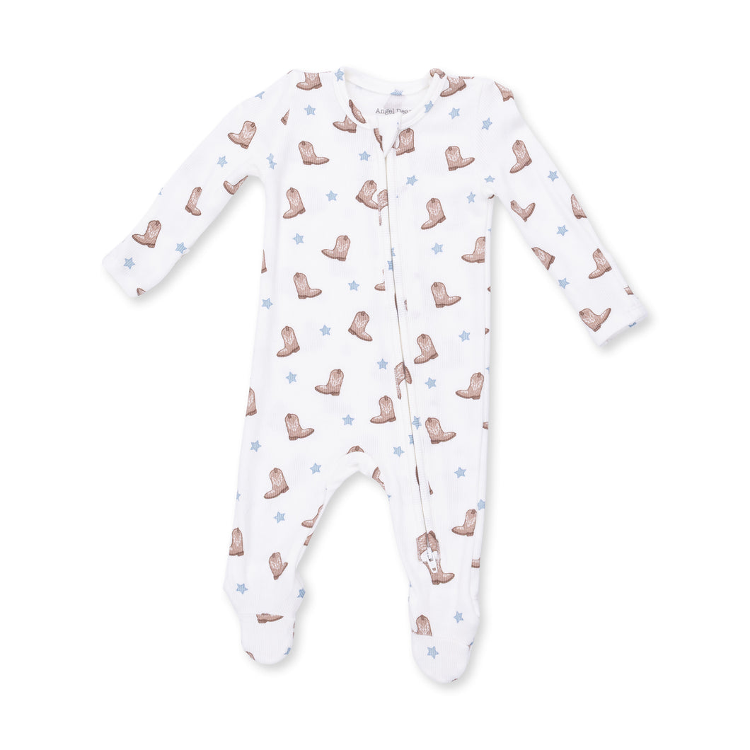 Mini Cowboy Boots 2 Way Zipper Footie