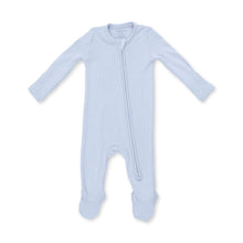 Solid Sheer Blue Rib 2 Way Zipper Footie