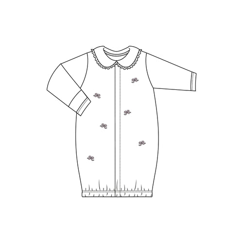 White/Pink Bows Emb Pima Converter Gown