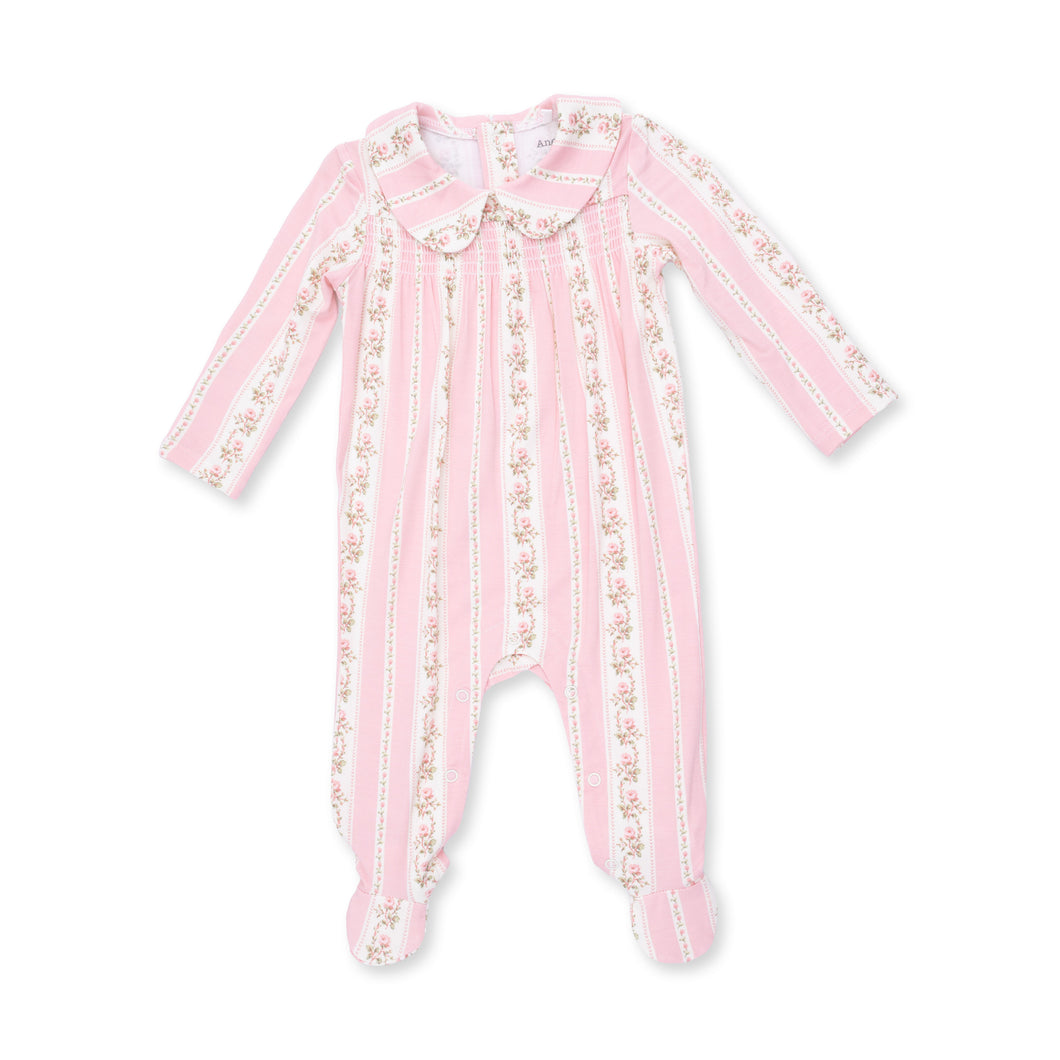 Antoinette Stripe Smocked Peter Pan Footie