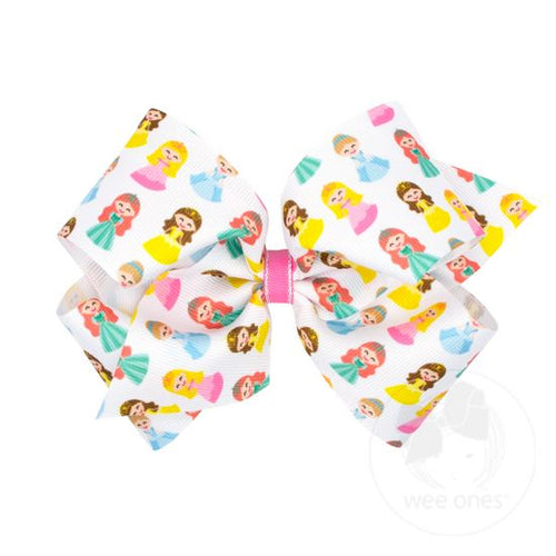 King Grosgrain Princess Print Girls Hair Bow
