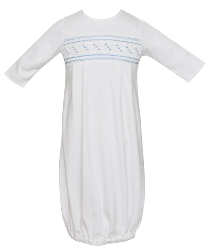 White/Blue Sac w Geometric Smocking