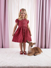 Dark Red/Pink Ditsy Floral Button-Front Dress