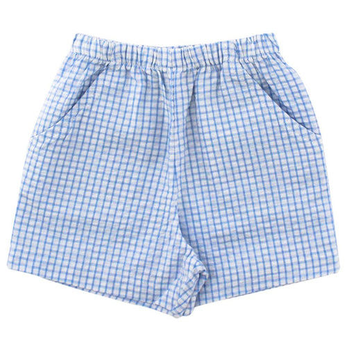 Blue Windowpane Seersucker Shorts