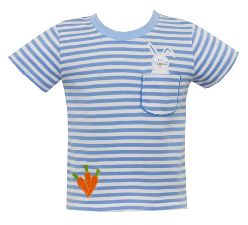 Bunny W/ Carrot Blue Stripe Knit T-Shirt