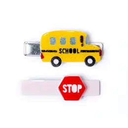 Yellow Bus and Red Stop Sign Alligator Clips