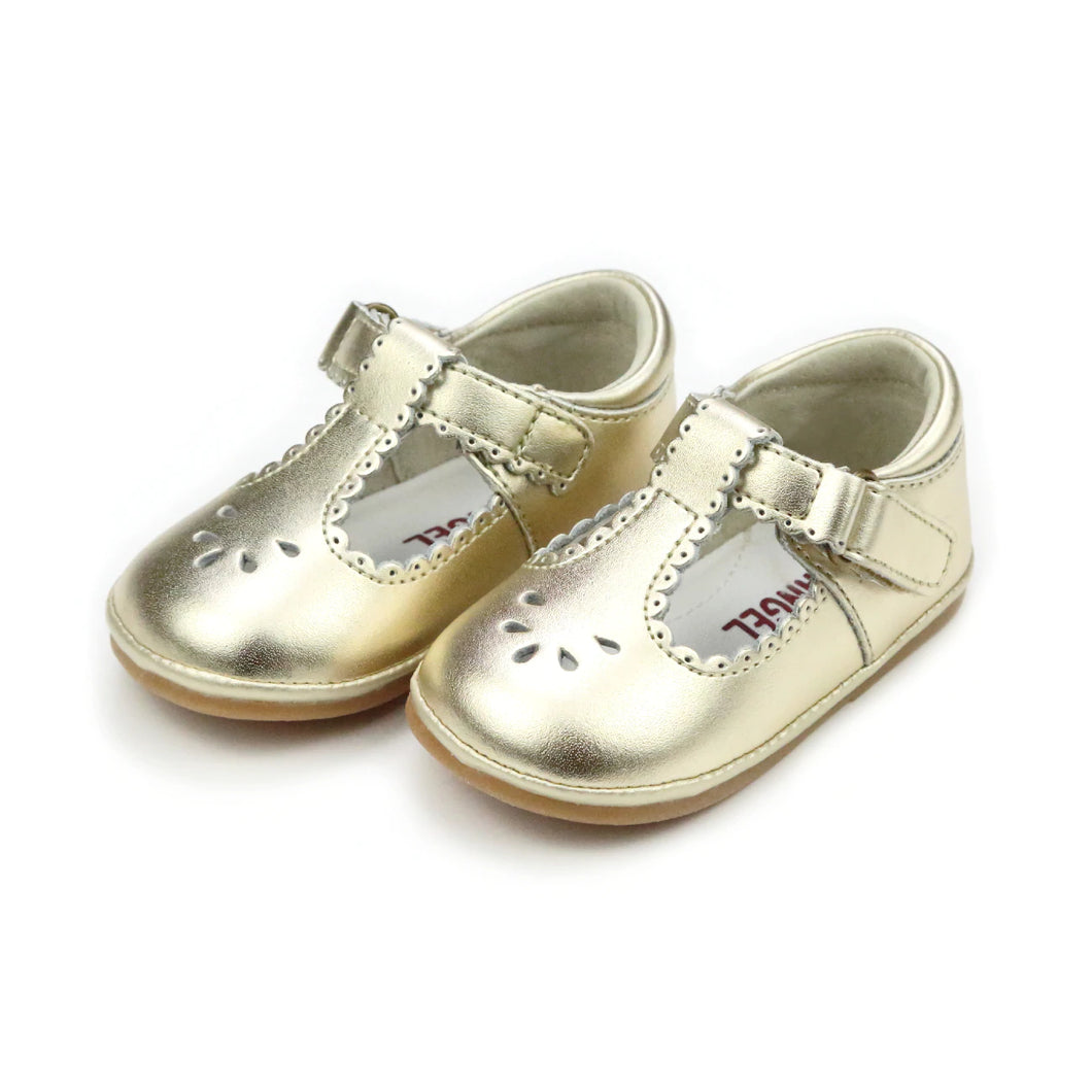 Baby Dottie Scalloped Perforated Mary Jane-Gold