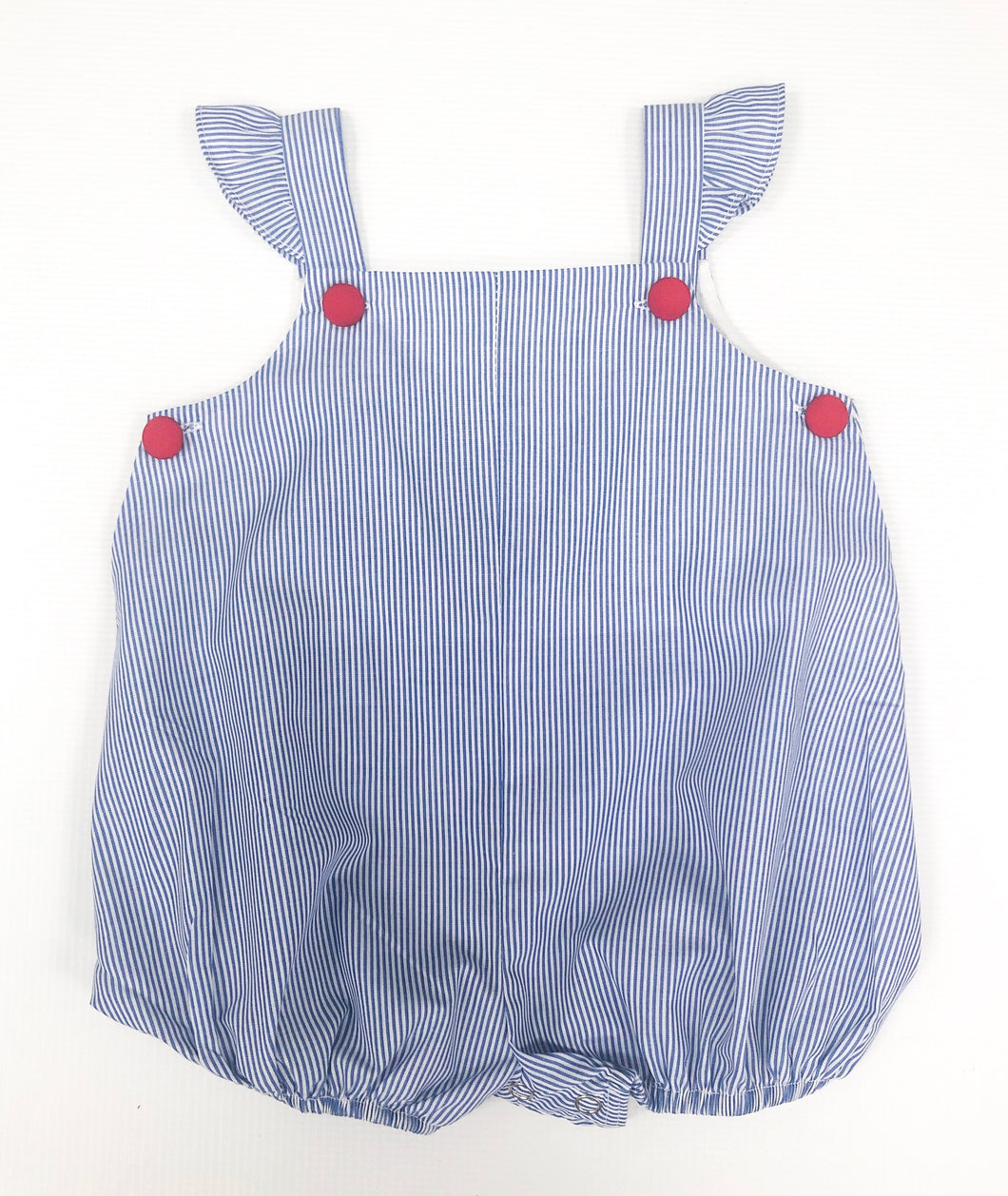 Girl Blue/White Striped Bubble w/ Red Buttons