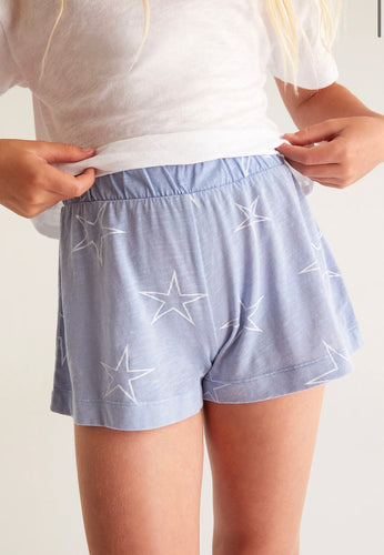 Girls Star Short Washed Indigo