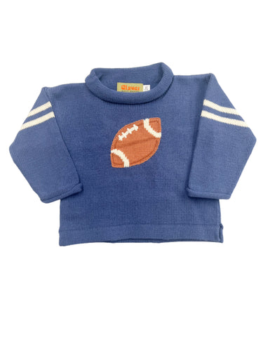 Slate Blue Football Rollneck Sweater
